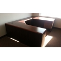 Cherry C-Suite Desk Unit w Box-File & 2-Drawer Filing Cabinet